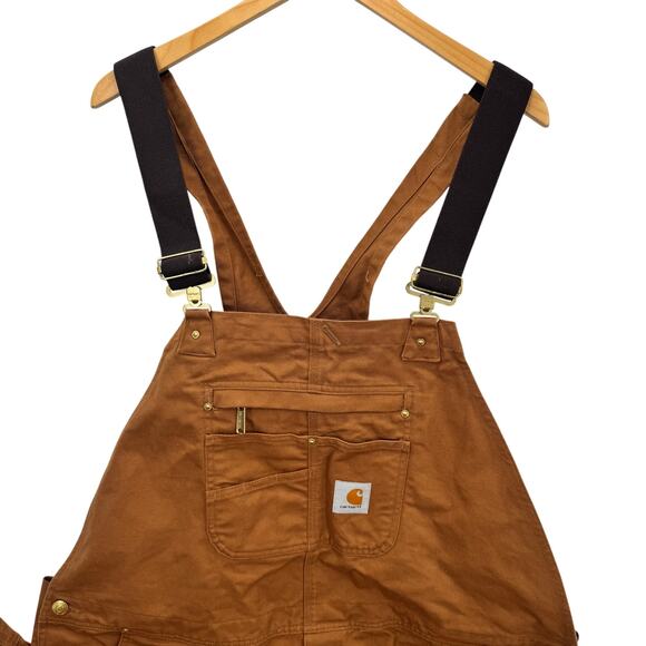 Carhartt Bib Overalls Mens 46x34 (48x33 ACTUAL) Relaxed Fit Duck Canvas Utility - Picture 5 of 12